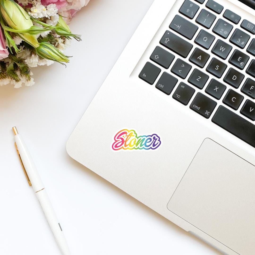 Stoner Rainbow 90s Font Vinyl Sticker | Kindle stickers | marijuana | 420 | weed smoker | cannibis
