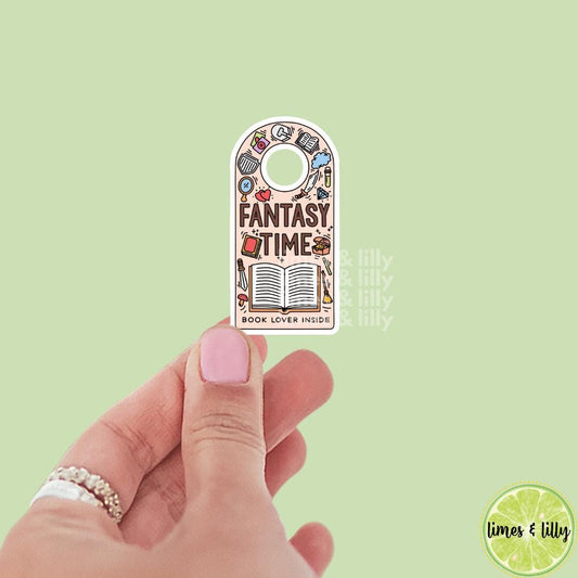 Fantasy Time Book Lover Inside Door Hanger Vinyl Sticker | Trendy Stickers | Bookish Stickers | Kindle Stickers | Cute Stickers
