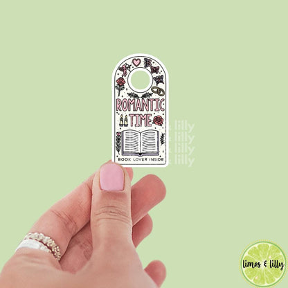 Romantic Time Book Lover Inside Door Hanger Vinyl Sticker | Trendy Stickers | Bookish Stickers | Kindle Stickers | Cute Stickers
