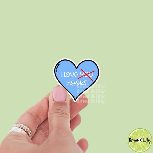 I Love Books Blue Heart Vinyl Sticker | Kindle Stickers | Bookish Stickers | Bookish Sticker | Sticker Quote