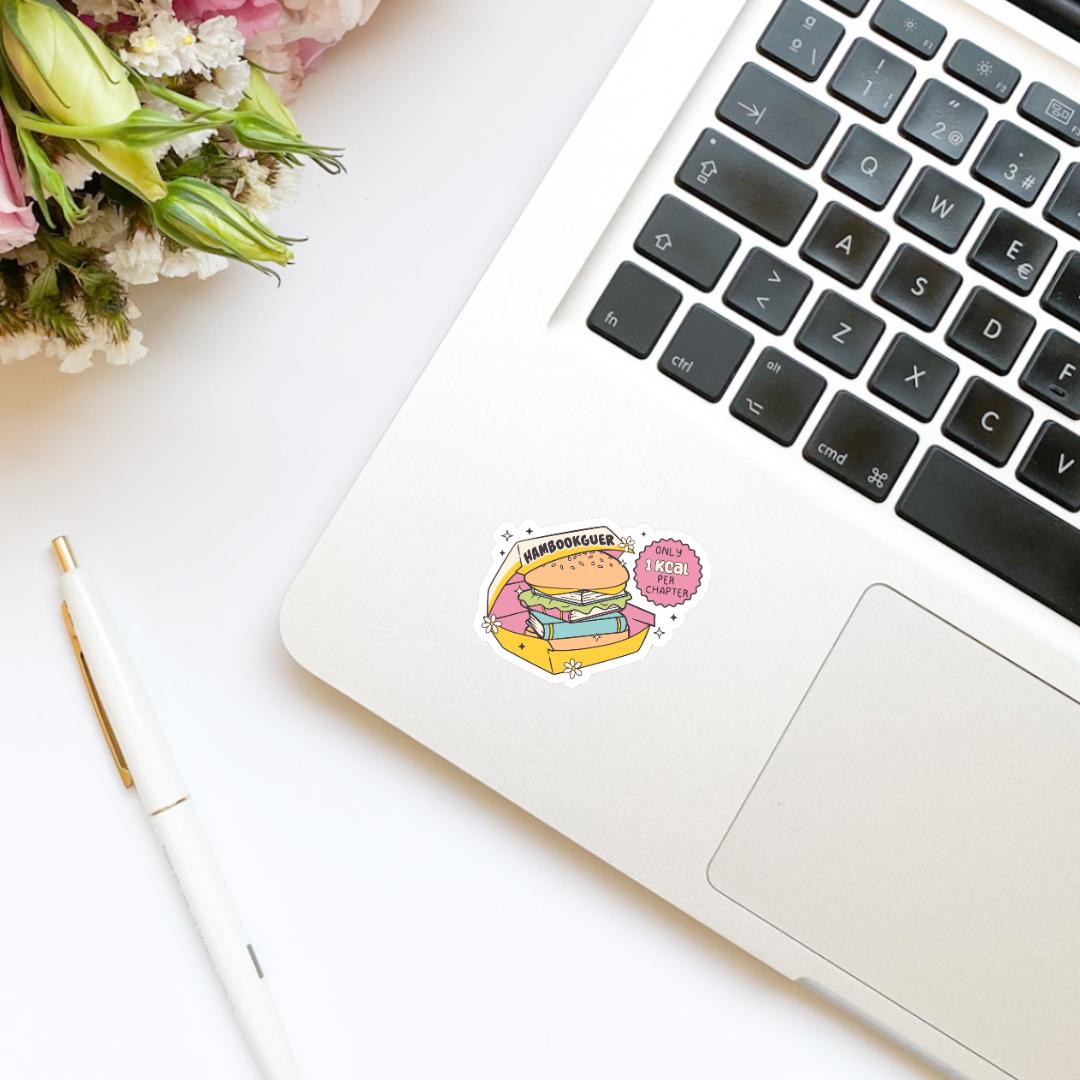 Hambookguer Hamburger Book Vinyl Sticker | Kindle Stickers | Book Club | Bookish Stickers | Funny | Die Cut