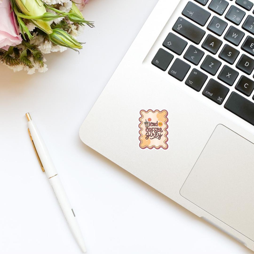 Iced Coffee Girly Vinyl Sticker | Vinyl Decal | Kindle Stickers | Bookish Stickers | Water Bottle Sticker