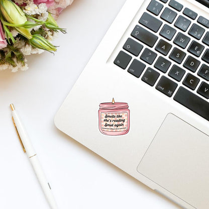 Smells Like She's Reading Smut Again Candle Vinyl Sticker | Girly | Water Bottle Sticker | Bookish Stickers | Kindle Stickers | Book Lover