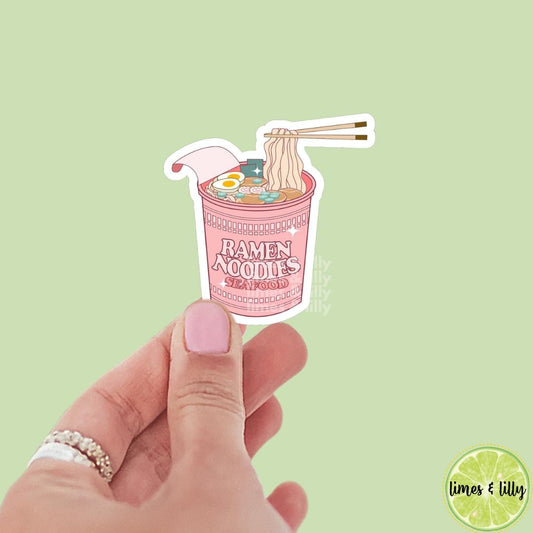 Ramen Cup of Noodles Seafood Vinyl Sticker | Bookish Stickers | Water Bottle Sticker | Kindle Stickers | Trendy Stickers | Food Stickers