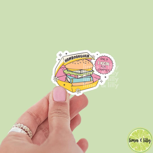 Hambookguer Hamburger Book Vinyl Sticker | Kindle Stickers | Book Club | Bookish Stickers | Funny | Die Cut