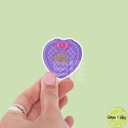 Polly Pocket Heart Bow Case Vinyl Sticker, Y2K Stickers, Millennials, Trendy Stickers, water bottle sticker, kindle stickers