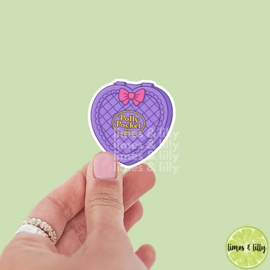 Polly Pocket Heart Bow Case Vinyl Sticker, Y2K Stickers, Millennials, Trendy Stickers, water bottle sticker, kindle stickers