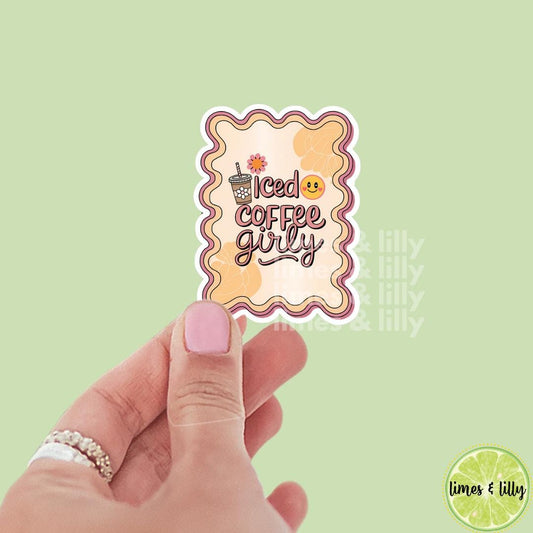 Iced Coffee Girly Vinyl Sticker | Vinyl Decal | Kindle Stickers | Bookish Stickers | Water Bottle Sticker