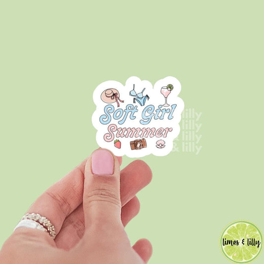 Soft Girl Summer Floral Summer Vinyl Sticker | Kindle Stickers | Bookish Stickers | Gift for Book Lover