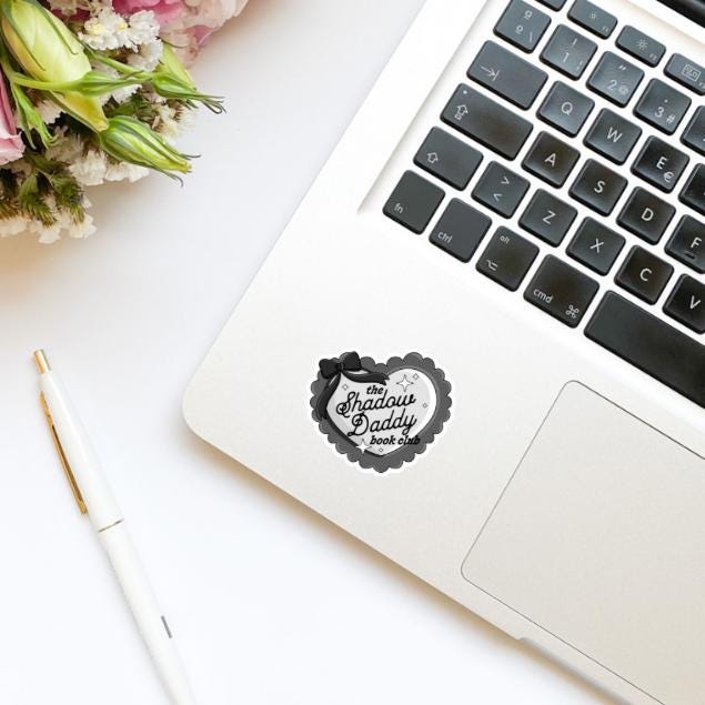 The Shadow Daddy Book Club Coquette Heart Black Vinyl Sticker | Bookish Stickers | Kindle Stickers | Water Bottle Stickers|