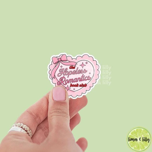 The Hopeless Romantics Book Club Coquette Pink Heart Vinyl Sticker | Bookish Stickers | Kindle Stickers | Water Bottle Stickers | Trendy