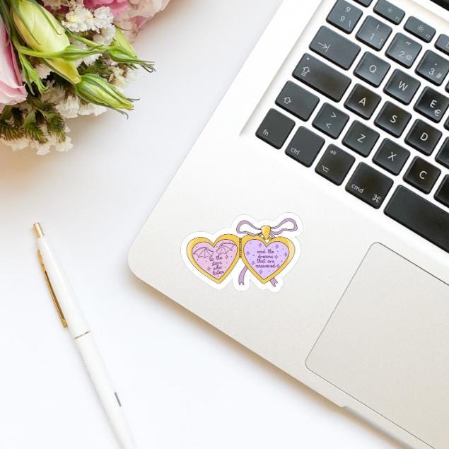 To the Stars Who Listen and the Dreams that are Answered Heart Locket Sticker, Book Inspired, Quote Kindle Sticker, ACOTAR, Bookish Stickers