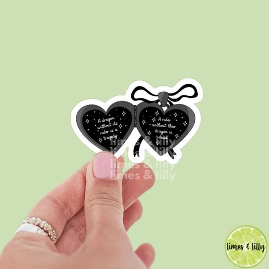 A Dragon Without Its Rider is a Tragedy Heart Locket Vinyl Sticker | Book Inspired | Bookish Stickers | Kindle Stickers | Romantasy