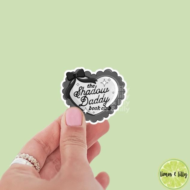 The Shadow Daddy Book Club Coquette Heart Black Vinyl Sticker | Bookish Stickers | Kindle Stickers | Water Bottle Stickers|