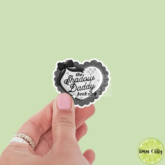 The Shadow Daddy Book Club Coquette Heart Black Vinyl Sticker | Bookish Stickers | Kindle Stickers | Water Bottle Stickers|
