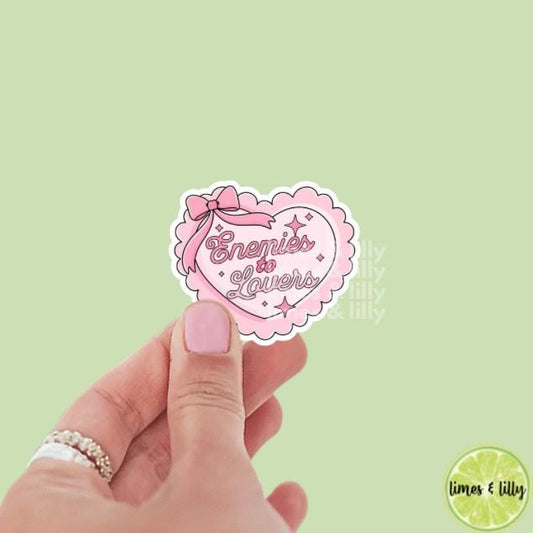 Enemies to Lovers Coquette Pink Heart Vinyl Sticker | Bookish Stickers | Kindle Stickers | Water Bottle Stickers | Trendy Stickers