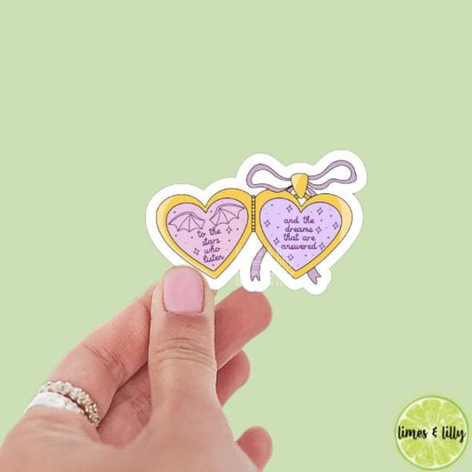 To the Stars Who Listen and the Dreams that are Answered Heart Locket Sticker, Book Inspired, Quote Kindle Sticker, ACOTAR, Bookish Stickers