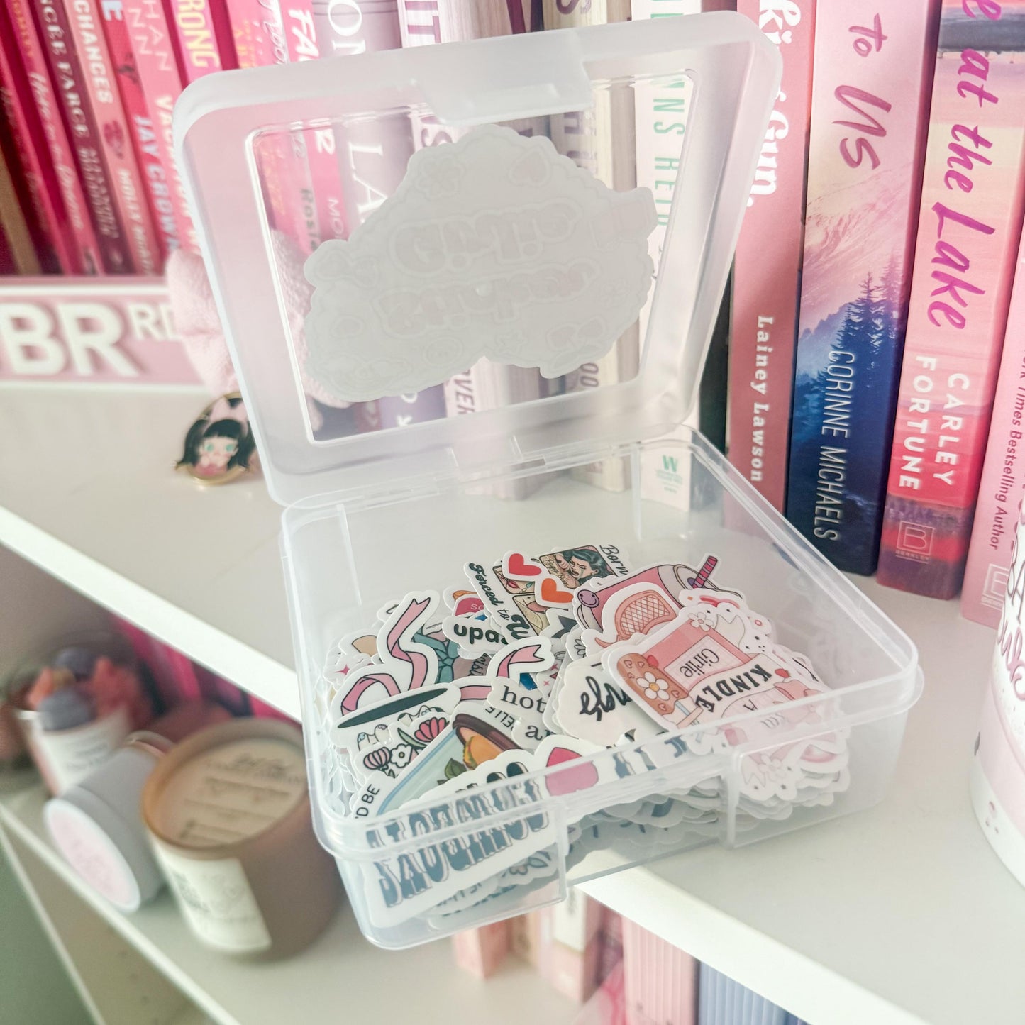 Sticker Box | Kindle Stickers Holder | Sticker Storage Box | Clear Box | Gift for Book Lover | Organizer for Stickers