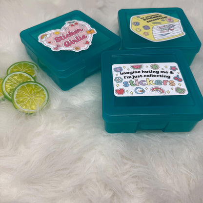 Sticker Box | Kindle Stickers Holder | Sticker Storage Box | Teal Box | Gift for Book Lover | Organizer for Stickers