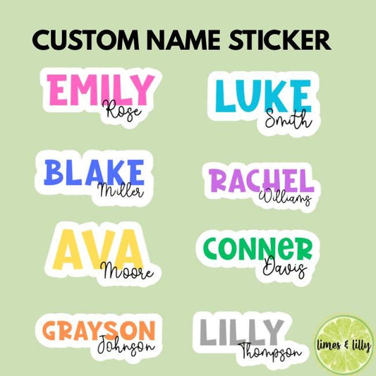 CUSTOM Full Name Vinyl Stickers | Personalized Name Stickers | Water Bottle Stickers | Kindle Stickers | Laptop Stickers