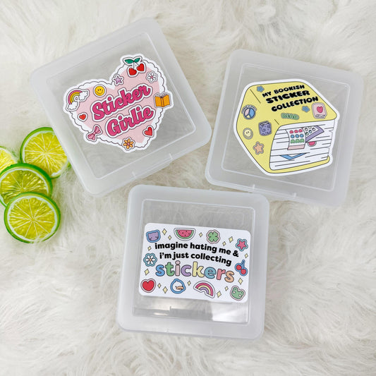 Sticker Box | Kindle Stickers Holder | Sticker Storage Box | Clear Box | Gift for Book Lover | Organizer for Stickers