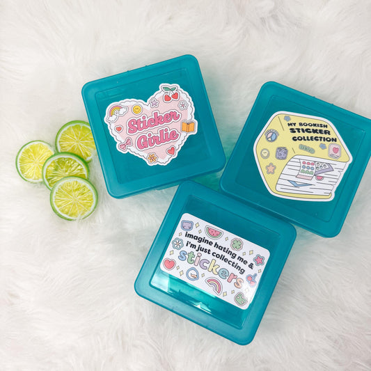 Sticker Box | Kindle Stickers Holder | Sticker Storage Box | Teal Box | Gift for Book Lover | Organizer for Stickers