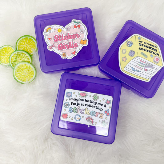 Sticker Box | Kindle Stickers Holder | Sticker Storage Box | Purple Box | Gift for Book Lover | Organizer for Stickers