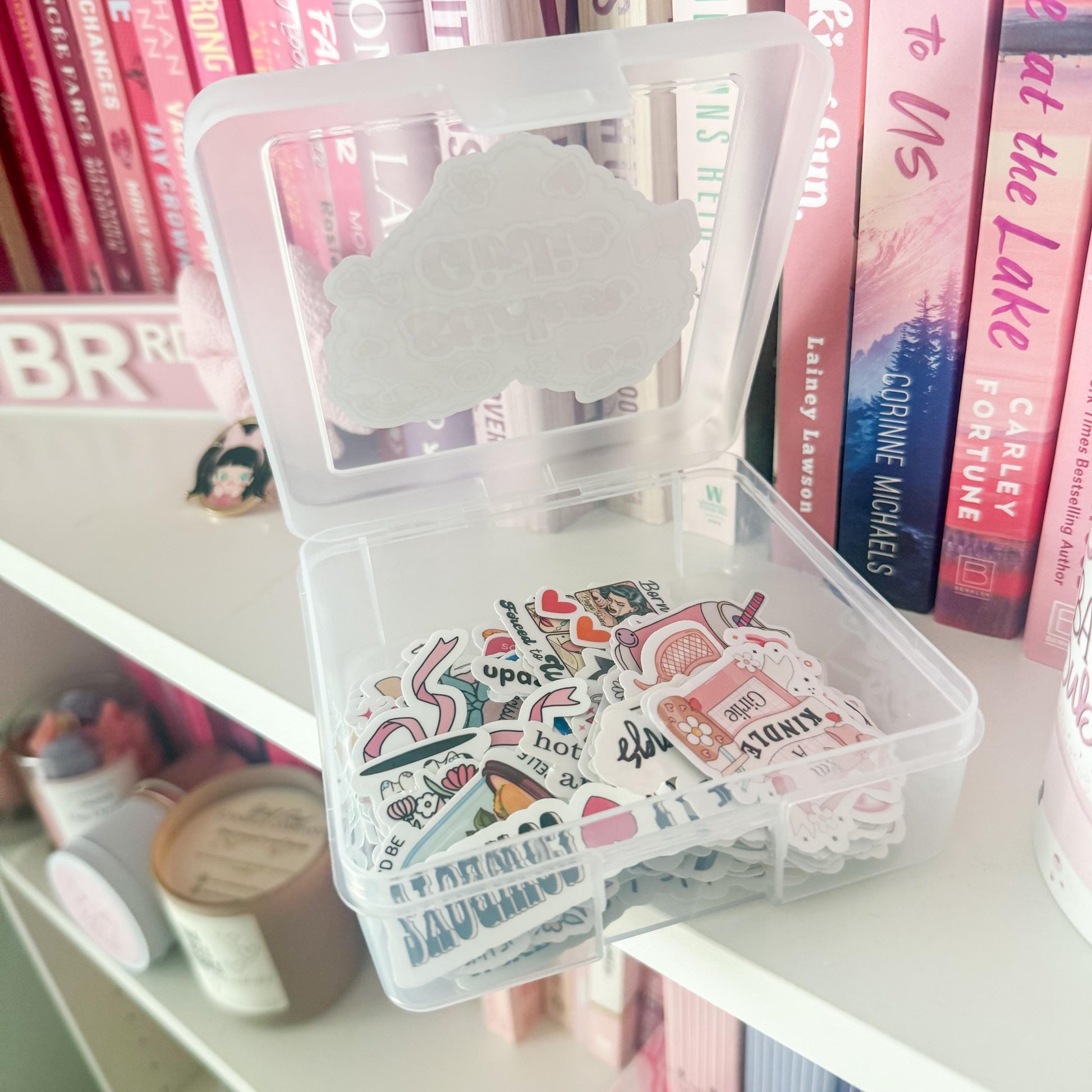 Sticker Girlie Heart Storage Box | Kindle Stickers Holder | Sticker Storage Box | Sticker Box | Gift for Book Lover | Organizer for Stickers