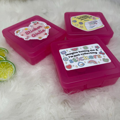 Sticker Box | Kindle Stickers Holder | Sticker Storage Box | Pink Box | Gift for Book Lover | Organizer for Stickers