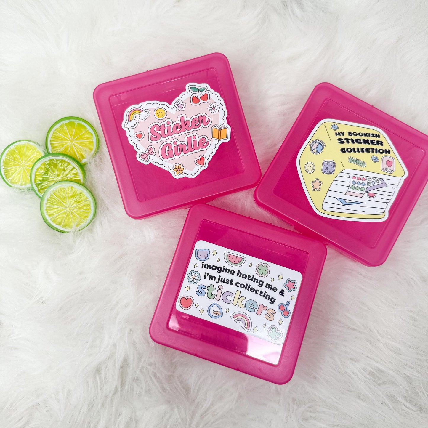 Sticker Box | Kindle Stickers Holder | Sticker Storage Box | Pink Box | Gift for Book Lover | Organizer for Stickers