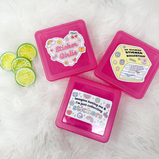 Sticker Box | Kindle Stickers Holder | Sticker Storage Box | Pink Box | Gift for Book Lover | Organizer for Stickers