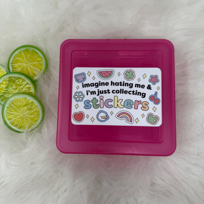 Sticker Box | Kindle Stickers Holder | Sticker Storage Box | Pink Box | Gift for Book Lover | Organizer for Stickers