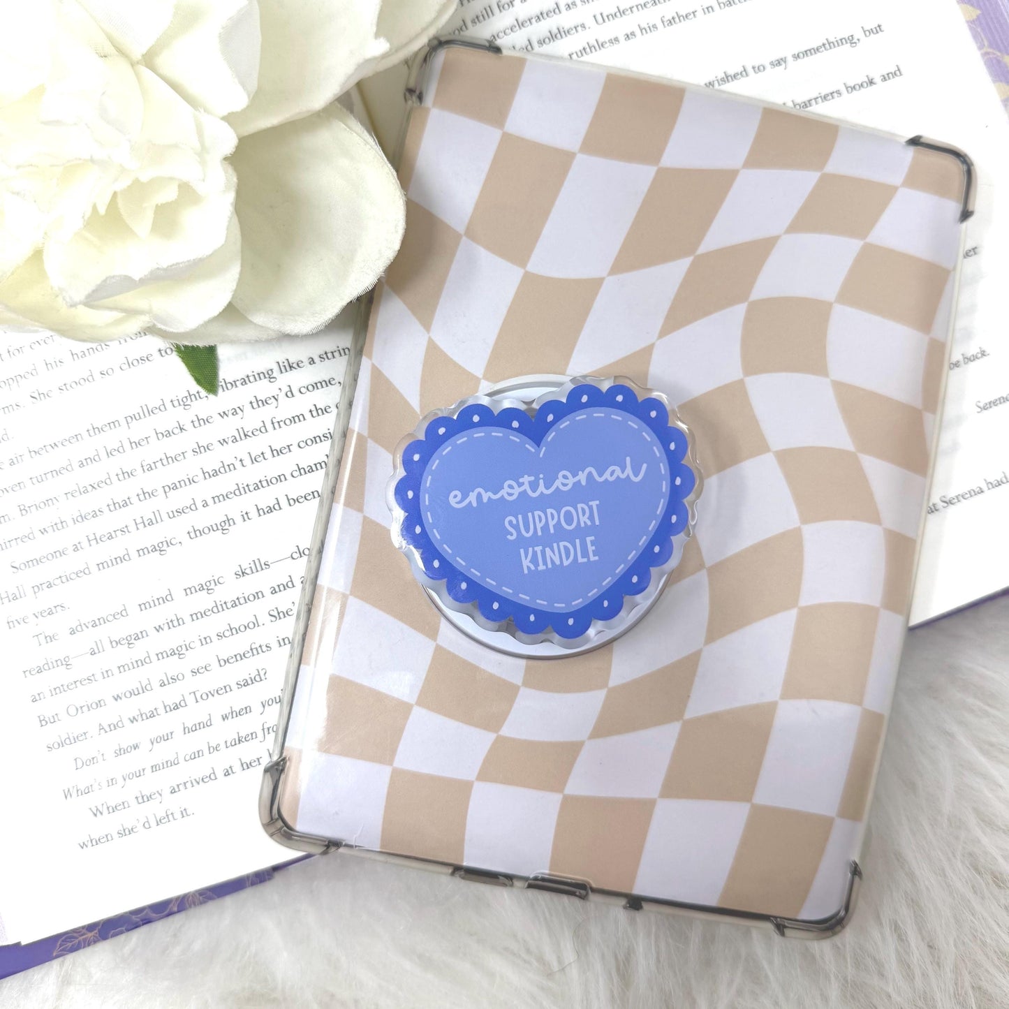 Emotional Support Kindle Blue Heart Magnetic MagSafe Kindle Grip | Kindle Case Grip | Kindle Accessories | MagSafe Kindle Grip | Bookish