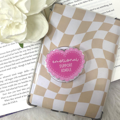 Emotional Support Kindle Pink Heart Magnetic MagSafe Kindle Grip | Kindle Case Grip | Kindle Accessories | MagSafe Kindle Grip | Bookish