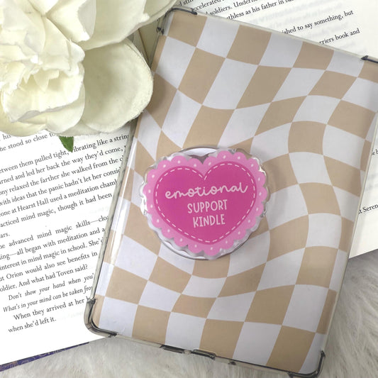 Emotional Support Kindle Pink Heart Magnetic MagSafe Kindle Grip | Kindle Case Grip | Kindle Accessories | MagSafe Kindle Grip | Bookish