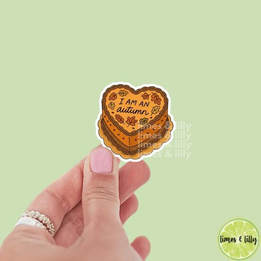 I am an Autumn Coquette Heart Cake Vinyl Sticker | Water Bottle Sticker | Bookish Stickers | Kindle Stickers | Fall Stickers | Cozy Fall
