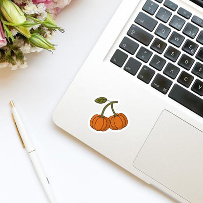 Pumpkin Cherries Fall Vinyl Sticker | Girly Sticker | Kindle Stickers | Cute Stickers | Water Bottle Sticker
