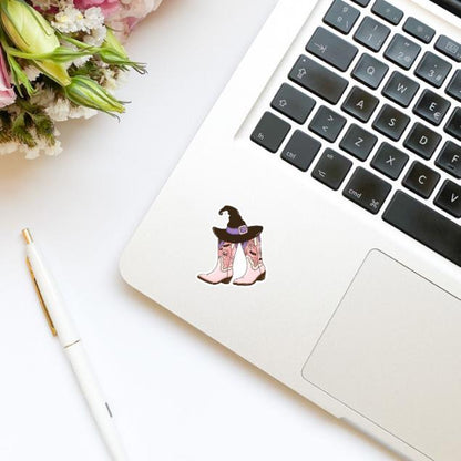 Witchy Cowgirl Boots Halloween Fall Vinyl Sticker | Water Bottle Sticker | Kindle Stickers | Cute Stickers