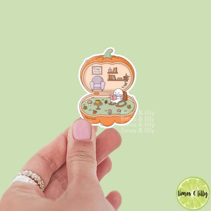 Bookish Ghoul Ghost Pumpkin Polly House Fall Vinyl Sticker | Girly Sticker | Kindle Stickers | Bookish Stickers | Water Bottle Stickers