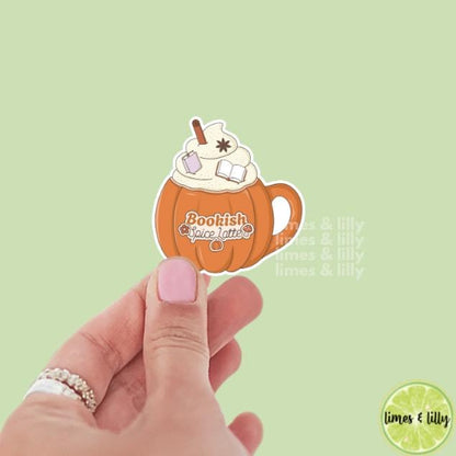 Bookish Spice Latte Fall Pumpkin Spice Latte Vinyl Sticker | Girly Sticker | Kindle Stickers | Bookish Stickers | Water Bottle Stickers