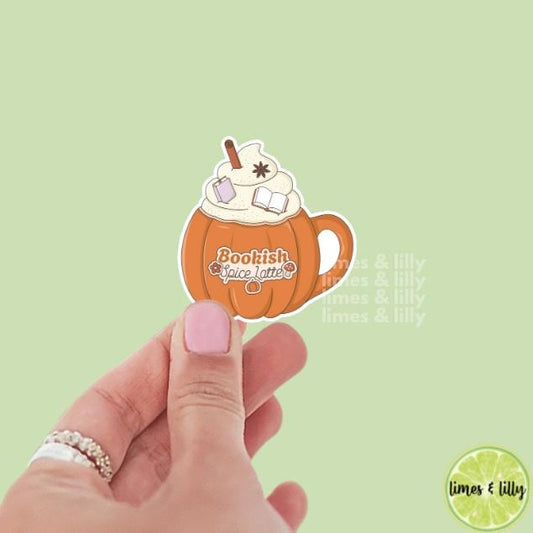 Bookish Spice Latte Fall Pumpkin Spice Latte Vinyl Sticker | Girly Sticker | Kindle Stickers | Bookish Stickers | Water Bottle Stickers