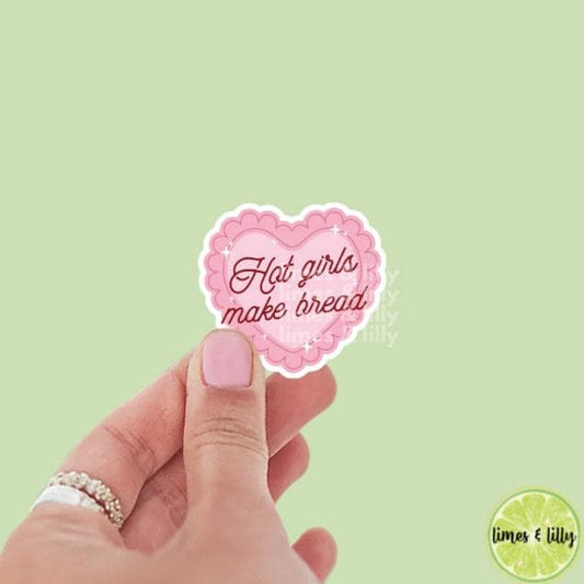 Hot Girls Make Bread Coquette Scalloped Heart Vinyl Sticker | Trendy Stickers | Bread Lover | Sticker Lover | Kindle Sticker | Sourdough
