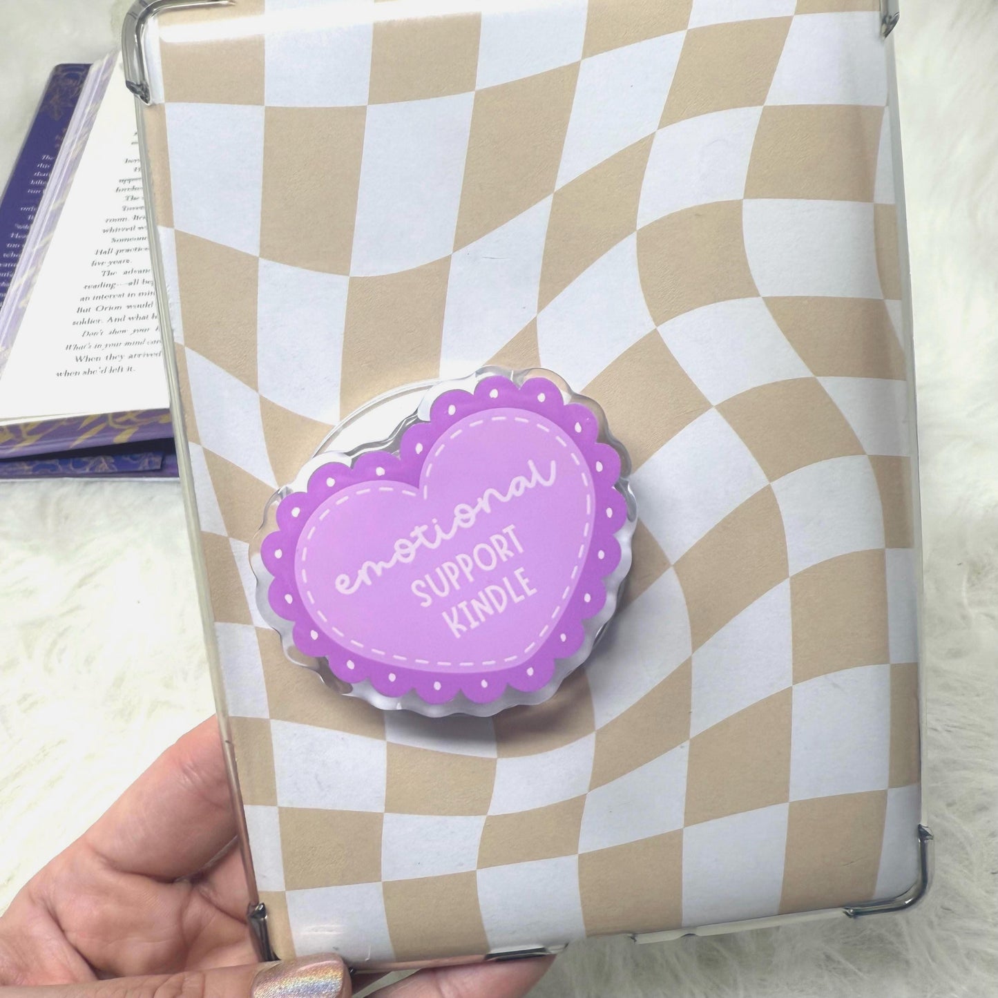 Emotional Support Kindle Purple Heart Magnetic MagSafe Kindle Grip | Kindle Case Grip | Kindle Accessories | MagSafe Kindle Grip | Bookish