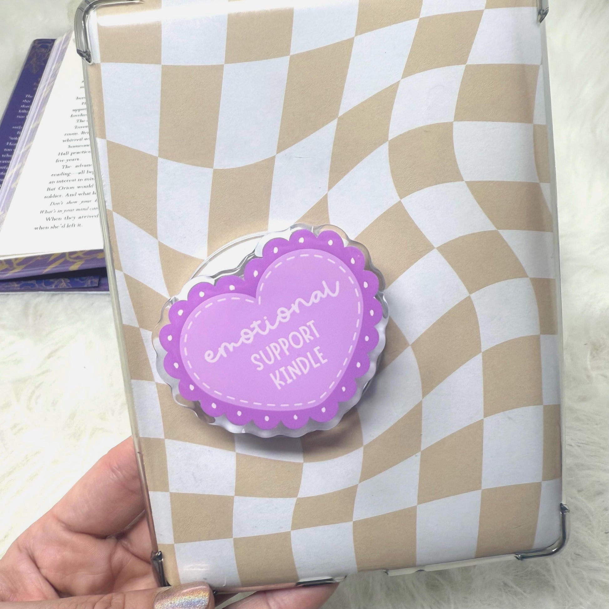 Emotional Support Kindle Purple Heart Magnetic MagSafe Kindle Grip | Kindle Case Grip | Kindle Accessories | MagSafe Kindle Grip | Bookish