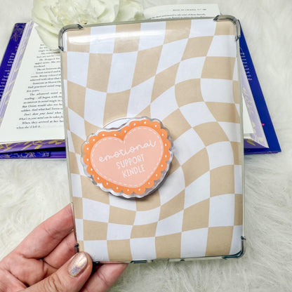 Emotional Support Kindle Orange Heart Magnetic MagSafe Kindle Grip | Kindle Case Grip | Kindle Accessories | MagSafe Kindle Grip | Bookish