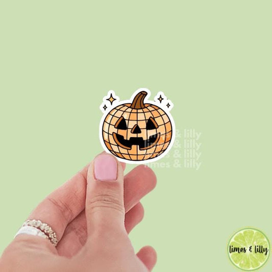 Disco Pumpkin Fall Halloween Vinyl Sticker | Girly Sticker | Kindle Stickers | Cute Stickers | Water Bottle Sticker