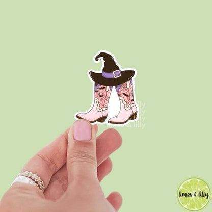 Witchy Cowgirl Boots Halloween Fall Vinyl Sticker | Water Bottle Sticker | Kindle Stickers | Cute Stickers