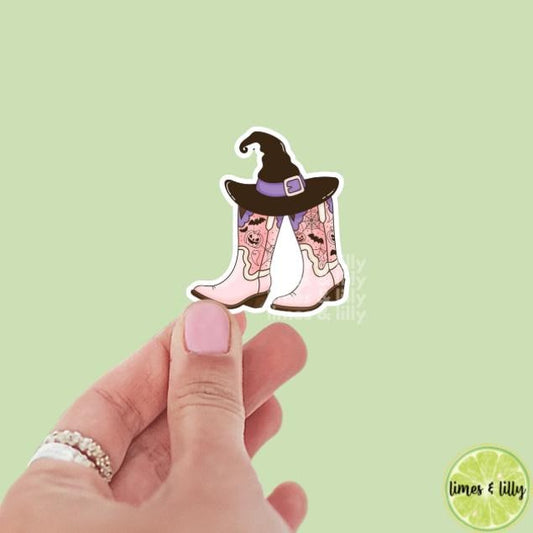 Witchy Cowgirl Boots Halloween Fall Vinyl Sticker | Water Bottle Sticker | Kindle Stickers | Cute Stickers