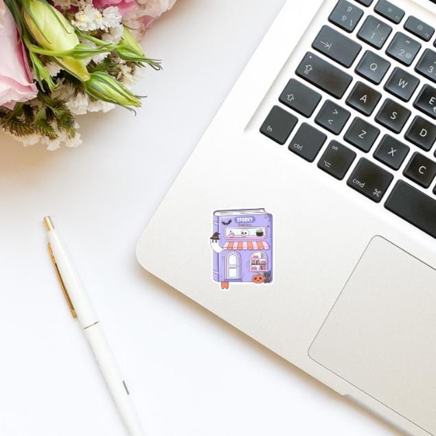 Spooky Bookstore Book Halloween Vinyl Sticker | Girly Sticker | Kindle Stickers | Bookish Stickers | Water Bottle Stickers