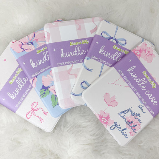 The Girlie Collection Kindle Case | Floral & Bow Clear Back with Hand Strap Case | Kindle Paperwhite 11th 12th Gen Colorsoft | Girly Kindle